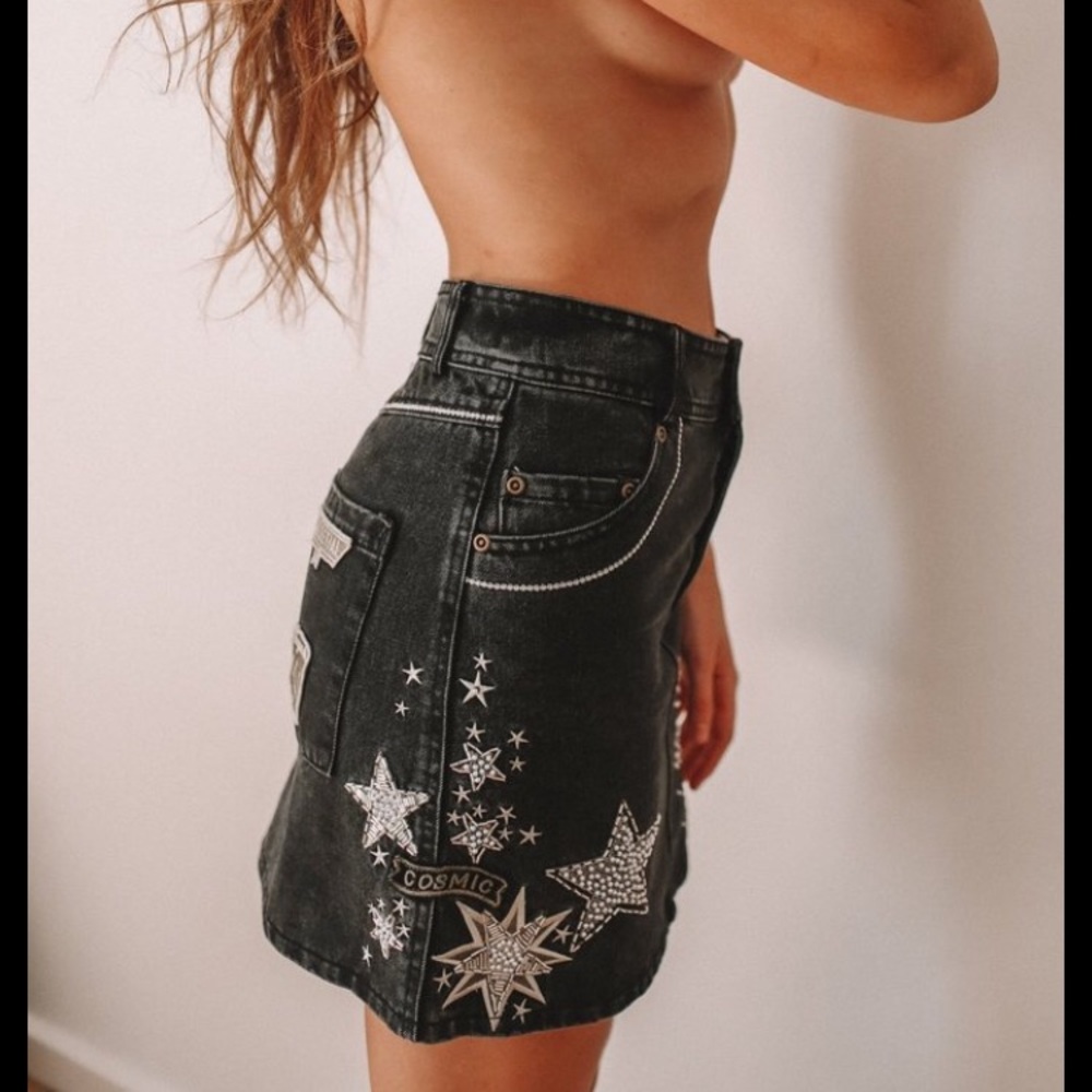 Spell Celestial Embellished Denim Skirt